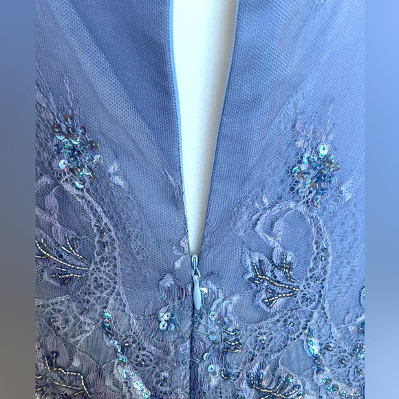 Blue Embellished Tiered maxi Dress for Cocktail Celebration or special occasion - Picture 7 of 13